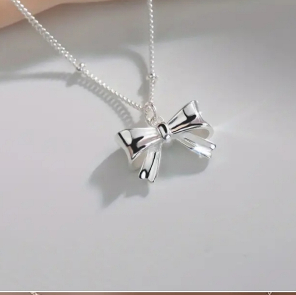 Macy's 925 Sterling Silver Bow Pendant Necklace